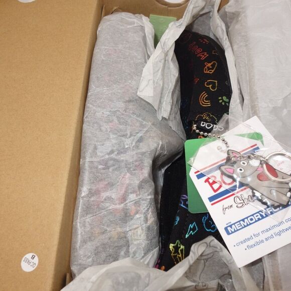 New Skechers BOBS Bone & Collar Black Dog Print Plush Slip On Shoe Women's 5 - Picture 5 of 5